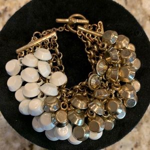 Steve Madden fun and funky gold tone and white multi chain bracelet